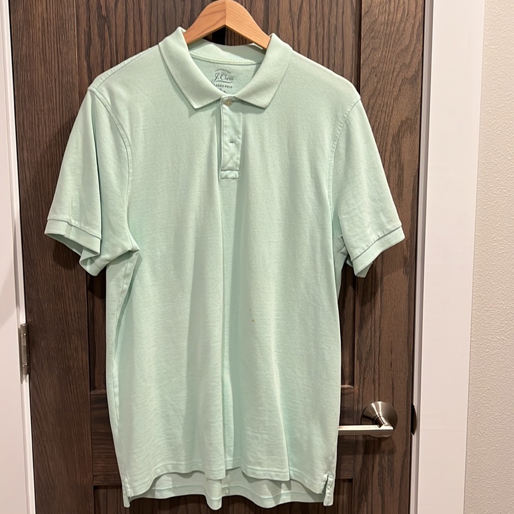 GUC J.Crew Large Tall Classic Fit Polo, Pool/Light Teal